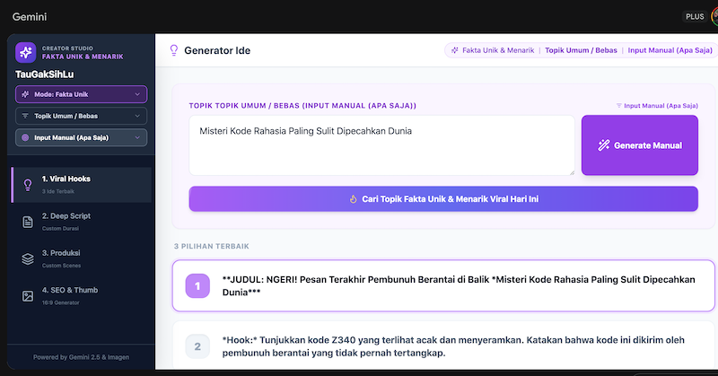 Tampilan Aplikasi BrightSide Studio